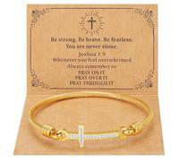 DS Religious Gift for Her Christian Cross Bracelet Bible Verse God is Within Her She Will Not Fall Inspirational Bracelets For Women Stainless Steel Jewelry Gift To Daughter Best Friend Gold 9