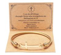 DS Religious Gift for Her Christian Cross Bracelet Bible Verse God is Within Her She Will Not Fall Inspirational Bracelets For Women Stainless Steel Jewelry Gift To Daughter Best Friend, 2.36IN
