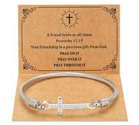 DS Religious Gift for Her Christian Cross Bracelet Bible Verse God is Within Her She Will Not Fall Inspirational Bracelets For Women Stainless Steel Jewelry Gift To Daughter Best Friend-Silver 13