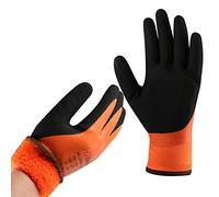 DS Safety Work Gloves Winter Waterproof Thermal Warm Winter Gloves Assembly Gloves Grip Winter Work Gloves Work Double Layer Nylon Insulated Gloves Orange Size 10 / XL