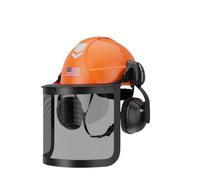 DS-SMAAT Forest Safety Helmet Kit, 4 in 1 Industrial Chainsaw, Hardhat with Net, Transparent PC Shield and Earmuffs, ANSI Z89.1 Certified Forestry Protector (Orange+Mesh