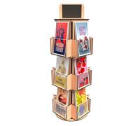 DS THE DISPLAY STORE 3 Tier Wooden Rotating Greeting Card Retail Display Stand, Sticker Display Card Stand, Rotating Display Stand & Sticker Holder, Retail Counter Vendor Display