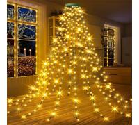 Ds UUby LED Low-voltage Pentagram Waterfall Light, Waterproof Indoor/outdoor Holiday Shopping Mall Hotel Home Christmas Tree Decoration Light String Warm white 3m 400 LED