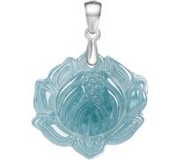Ds UUby Natural Jade Blue Lotus Pendant, S925 Silver Inlaid Jade Pendant Necklace For Women, With Certificate Attached Pendant Only