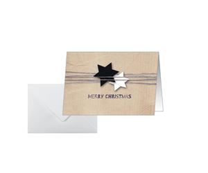 DS079 2-fold Christmas cards, 10.5 x 14.8 cm, beige, 25 -Piece + 25 white env...