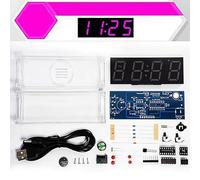 DS1302 Digital Tube DIY Clock Kit with Display, Week & Alarm Function, 4-Digit LED Module, 5V DC + CR1220 Battery, Educational(White)