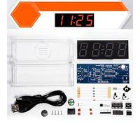 DS1302 Digital Tube DIY Clock Kit with Display, Week & Alarm Function, 4-Digit LED Module, 5V DC + CR1220 Battery, Educational(Multicolor)