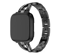 DSAAplus Compatible With Fitbit Versa 3, Fitbit Sense, Versa 2, Versa, Lite Bands for Women Accessories Metal Wristband X-Link Sport Strap (B black, Versa2/Versa/Lite)