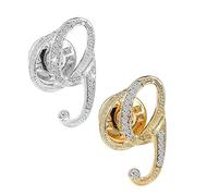 DSADKI Initial Letter Brooch Pin 26 Letters Small Lapel Pin - Clear Crystal Rhinestone Tie Tack Name Personalized Breastpin for Women Pack of 2 Gold and Silver, 1 inch (letter size not specified