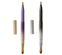 DSADKI Pack of 2 Lip Brush for Lipstick, Retractable Lip Brushes, Lipstick Liner Brush Retractable with Cap, Dual-ended Foundation Makeup Brush Tool For Women (Gradation purple and Gradient black)