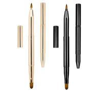 DSADKI Pack of 2 Lip Brush for Lipstick, Retractable Lip Brushes, Lipstick Liner Brush Retractable with Cap, Dual-ended Foundation Makeup Brush Tool For Women (Black and Golden)