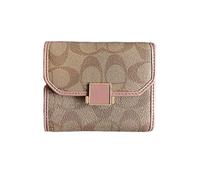 Dsadrwq 1PCS Credit Card Holder Wallet Rfid Blocking Corium Fold Womens Wallet Card Case Zipper Accordion Women Zero Wallet Letter Pattern Card Wallet, apricot, European and American Retro