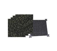 DSAFHIU 4 Pcs Interlocking Rubber Gym Floor Mats, 0.59inThick, 19.69 * 19.69Coverage, Non-Slip & Shock-Absorbing, for Home Gym, Garage, Commercial Gym(Black and yellow,50 * 50 * 2cm)