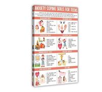 DSAHOZUD Anxiety Coping Skills Mental Healthy Canvas Modern Poster Wall Art Prints Paintings Living Room Bedroom Decor 16x24inch(40x60cm)