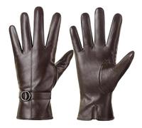 Dsane Womens Winter Leather Gloves Touchscreen Texting Warm Driving Lambskin Gloves (Brown, XXL)