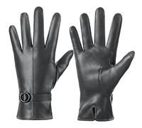 Dsane Womens Winter Leather Gloves Touchscreen Texting Warm Driving Lambskin Gloves (Grey, M)