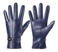 Dsane Womens Winter Leather Gloves Touchscreen Texting Warm Driving Lambskin Gloves (Navy, XXL)