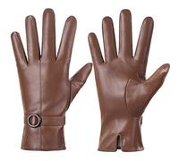 Dsane Womens Winter Leather Gloves Touchscreen Texting Warm Driving Lambskin Gloves (Orange, XL)