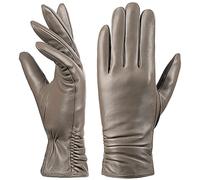 Dsane Womens Winter Leather Touchscreen Texting Warm Driving Lambskin 100% Pure Genuine leather Gloves (Beige, M)