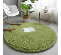 DSAoTeng Area Rugs Round Shaggy Rug Carpets Large Soft Pile Rugs Absorb Water Anti Slip Bath Floor Mat for Bedroom Kids Room Living Room Modern Decor (Olive Green,63inch/160cm)