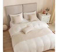 DSAoTeng Bed Runners and Matching Cushion Cover, Reversible Jacquard Bed Runners Scarves Home Decoration Hotel Bedding Bed Towel Bedroom Bedspread Protection (Beige,45x210cm(1*Bed Runners))