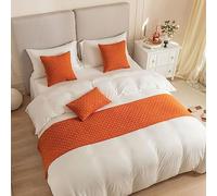 DSAoTeng Bed Runners and Matching Cushion Cover, Reversible Jacquard Bed Runners Scarves Home Decoration Hotel Bedding Bed Towel Bedroom Bedspread Protection (Orange,45x180cm(1*Bed Runners))