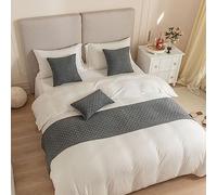 DSAoTeng Bed Runners and Matching Cushion Cover, Reversible Jacquard Bed Runners Scarves Home Decoration Hotel Bedding Bed Towel Bedroom Bedspread Protection (Grey,45x240cm(1*Bed Runners))