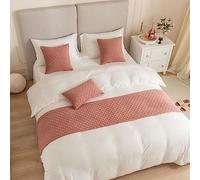 DSAoTeng Bed Runners and Matching Cushion Cover, Reversible Jacquard Bed Runners Scarves Home Decoration Hotel Bedding Bed Towel Bedroom Bedspread Protection (Pink,45x45cm(1*Pillowcase))