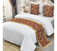 DSAoTeng Bed Runners,Hotel Scarf Bedspread Scarves Home Decoration Bed Scarf Bedding Bed Towel Luxury Protection for Bed Cover Single Double Super King Size (Leaf,50x160cm for 100cm bed)