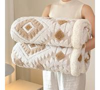 DSAoTeng Bohemian Sherpa Throw Blanket - Geometric Jacquard Reversible Sherpa Fleece Blanket with Flannel Plush Soft Thick Warm Design for Bed Couch Sofa Office Travel Camping Picnic (#9,100x150cm)