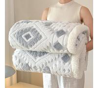 DSAoTeng Bohemian Sherpa Throw Blanket - Geometric Jacquard Reversible Sherpa Fleece Blanket with Flannel Plush Soft Thick Warm Design for Bed Couch Sofa Office Travel Camping Picnic (#4,120x200cm)