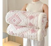 DSAoTeng Bohemian Sherpa Throw Blanket - Geometric Jacquard Reversible Sherpa Fleece Blanket with Flannel Plush Soft Thick Warm Design for Bed Couch Sofa Office Travel Camping Picnic (#1,70x100cm)