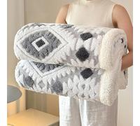 DSAoTeng Bohemian Sherpa Throw Blanket - Geometric Jacquard Reversible Sherpa Fleece Blanket with Flannel Plush Soft Thick Warm Design for Bed Couch Sofa Office Travel Camping Picnic (#5,200x230cm)