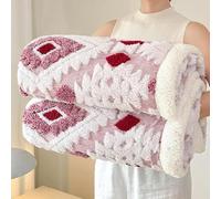 DSAoTeng Bohemian Sherpa Throw Blanket - Geometric Jacquard Reversible Sherpa Fleece Blanket with Flannel Plush Soft Thick Warm Design for Bed Couch Sofa Office Travel Camping Picnic (#6,180x200cm)