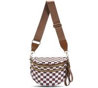 DSAoTeng Checkered Crossbody Bag Large Nylon Bum Bags for Women - Stylish PU Purses Fanny Packs with Adjustable Shoulder Straps, Waterproof Multi Pocket Design for Daily Wear Work Travel (#6)