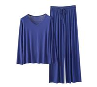 DSAoTeng Fall 2 Piece Lounge Sets for Women - Casual Plus Size V Neck Long Sleeve T Shirt & Elastic Waist Wide Leg Pants Matching Pajama Outfit Loungewear for Home Travel Vacation Daily Wear(#3,M)