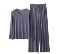 DSAoTeng Fall 2 Piece Lounge Sets for Women - Casual Plus Size V Neck Long Sleeve T Shirt & Elastic Waist Wide Leg Pants Matching Pajama Outfit Loungewear for Home Travel Vacation Daily Wear(#5,M)
