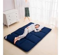 DSAoTeng Floor Mattress Single, Soft Breathable Futon Mattress Japanese Tatami Mat Portable Roll Up Mattress Thick Folding Sleeping Bed Pad for Student Dormitory Bed (Dark Blue,90X200CM)