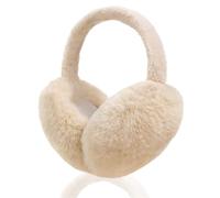 DSAoTeng Fluffy Ear Muffs for Winter Women Men - Cute Plush Ear Warmers Foldable Soft Fluffy Ear Covers Portable Winter Ear Protector Outdoor Autumn Winter Accessories (Beige)