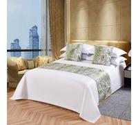 DSAoTeng Green Leaf Bed Runners - Tropical Decorative Bedding Scarf with Hawaiian Leaves, Elegant Luxury Hotel Bed End Throw Cover for Guestroom Hotels Home Resort Decor (Green,210x50cm)