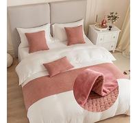 DSAoTeng Jacquard Bed Runners and Matching Cushion Cover, Reversible Bed Runners Scarves Home Decoration Hotel Bedding Bed Towel Bedroom Bedspread Protection (Pink,45x210cm(Bed Runners))