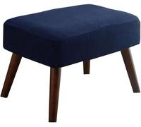 DSAoTeng Jacquard Ottoman Stool Covers Rectangle - Modern Stretch Bar Stool Cover with Elastic Bottom Thickened Full Wrap Universal Slipcover for Living Room Bedroom Vanity Bench (Dark Blue)