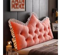 DSAoTeng Large Headboard Pillow - Princess Crown Plush Backrest Cushion Nordic Style Velvet Bed Sofa Tatami Pillow Soft Support Reading Pillow with Ties for Bedroom Living Room Decor (Pink,47.2in)