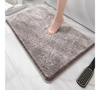 DSAoTeng Luxury Tufted Toilet Rugs - U Shaped & Square Bathroom Mats, Super Soft Absorbent Microfiber Non Slip TPR Backing Washable Plush Shaggy Floor Rug for Entryway Shower Room (#2,Square 40X60CM)