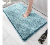 DSAoTeng Luxury Tufted Toilet Rugs - U Shaped & Square Bathroom Mats, Super Soft Absorbent Microfiber Non Slip TPR Backing Washable Plush Shaggy Floor Rug for Entryway Shower Room (#4,Square 50X80CM)