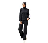DSAoTeng Muslim Hijab Tracksuit 3 Piece Set Modest Islamic Dubai Sportswear Arab Turkey Gym Yoga Wear Outdoor (L,# 3)