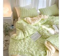 DSAoTeng Seersucker Ruffled 4-Piece Duvet Cover Set - Soft Washed Cotton Bedding, Lightweight Wrinkle-Resistant Romantic Farmhouse Comforter Set with Hidden Zipper Closure for All Seasons Emperor