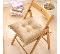 DSAoTeng Square Plush Chair Cushions 2Pcs - Thickened Solid Color Velvet Seat Pads, Soft Non-Slip Washable Breathable Cushions with Ties for Dining Kitchen Office Garden Use(Camel,50x50cm(Pack of 2))