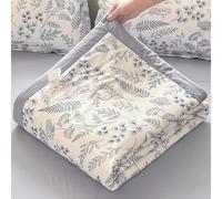 DSAoTeng Summer Floral Printed Cooling Comforter - Lightweight Quilted Washed Cotton Blanket Soft Breathable Thin Bedspread for Dorm Sofa Nap Sleeping All Seasons Use (#1,150x200cm)