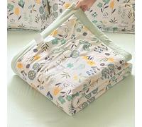 DSAoTeng Summer Floral Printed Cooling Comforter - Lightweight Quilted Washed Cotton Blanket Soft Breathable Thin Bedspread for Dorm Sofa Nap Sleeping All Seasons Use (#6,180x200cm)
